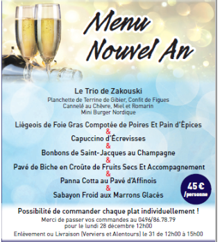 Menu complet Nouvel-An 2020